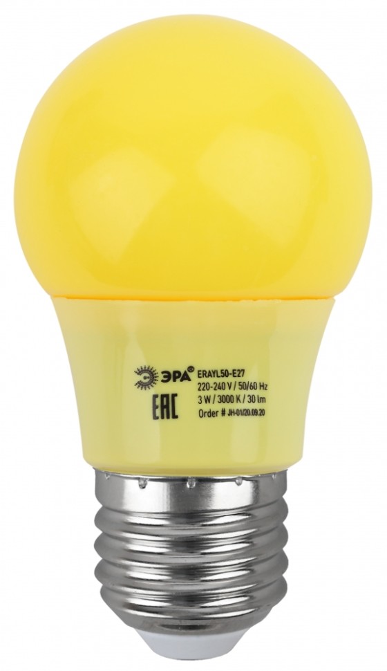 картинка Лампа светодиодная ЭРА E27 3W 3000K желтая ERAYL50-E27 Б0049581 от магазина Точка света