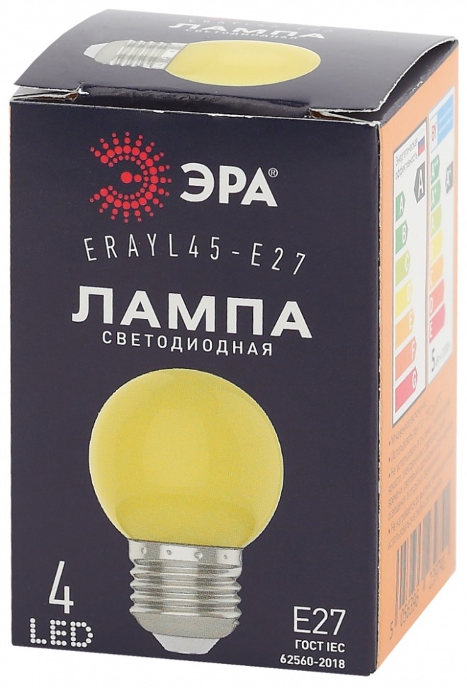 картинка Лампа светодиодная ЭРА E27 1W 3000K желтая ERAYL45-E27 Б0049576 от магазина Точка света